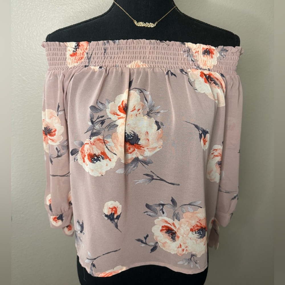 Pink floral Off the shoulder floral top